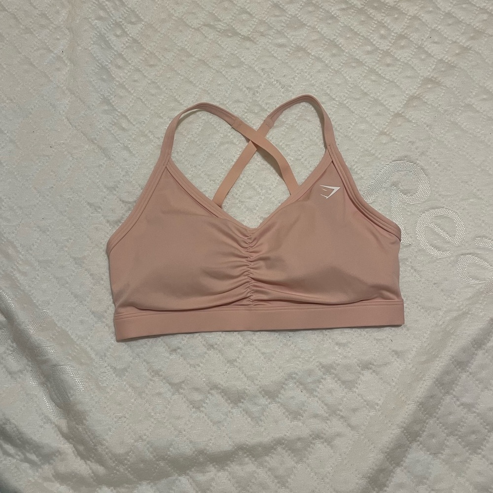 Baby Pink Runched Gymshark Sports Bra